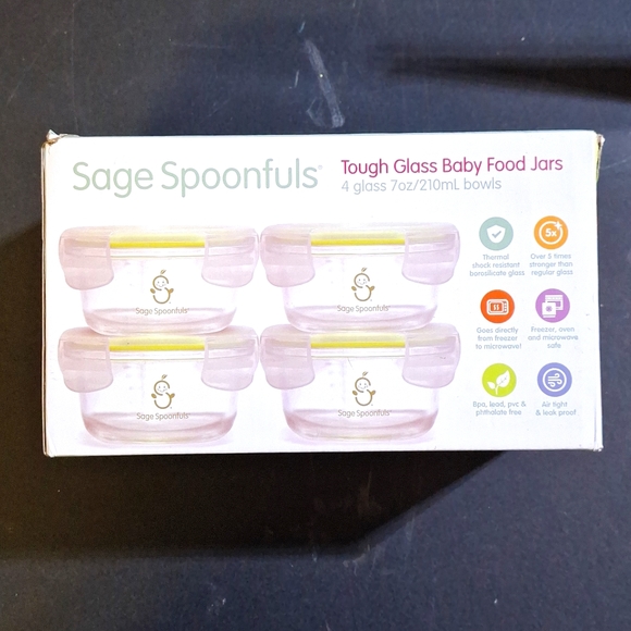 NEW! Sage Spoonfuls Tough Glass Bowls Baby Food Storage Containers - 4 Pack, 7oz - Picture 7 of 12